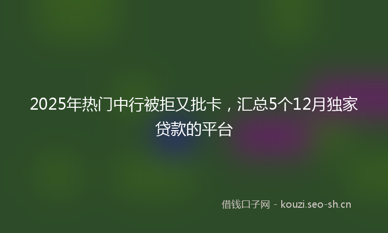 2025年热门中行被拒又批卡，汇总5个12月独家贷款的平台