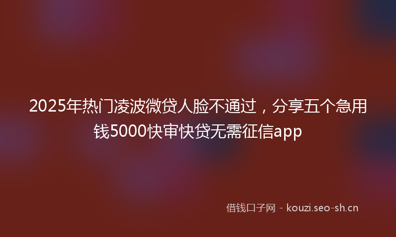 2025年热门凌波微贷人脸不通过，分享五个急用钱5000快审快贷无需征信app