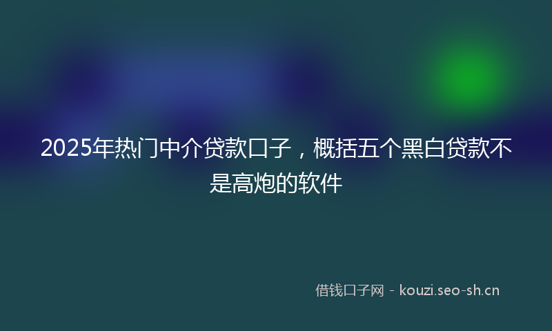 2025年热门中介贷款口子，概括五个黑白贷款不是高炮的软件