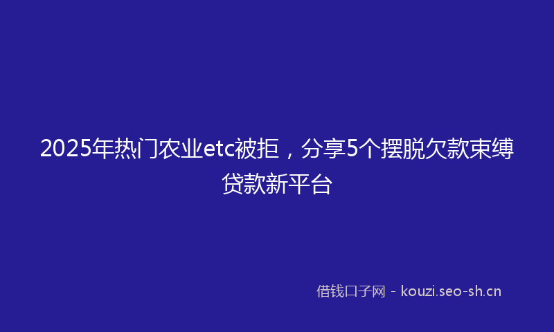 2025年热门农业etc被拒，分享5个摆脱欠款束缚贷款新平台