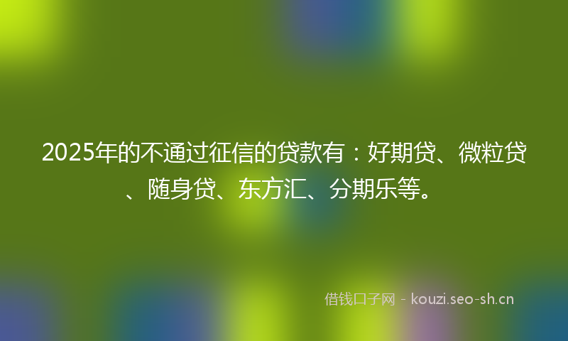 2025年的不通过征信的贷款有：好期贷、微粒贷、随身贷、东方汇、分期乐等。