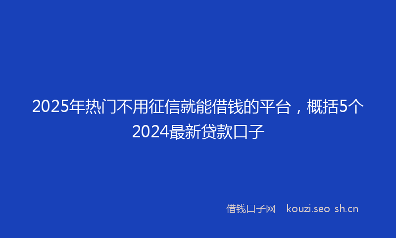 2025年热门不用征信就能借钱的平台，概括5个2024最新贷款口子