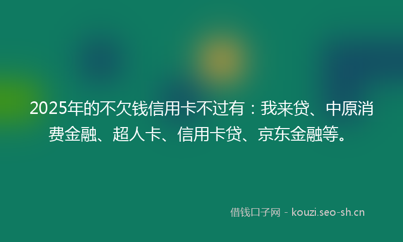 2025年的不欠钱信用卡不过有：我来贷、中原消费金融、超人卡、信用卡贷、京东金融等。
