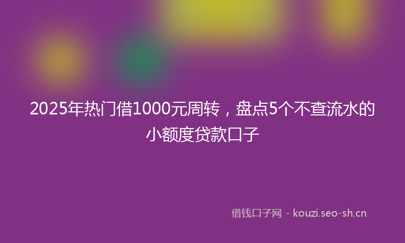 2025年热门借1000元周转，盘点5个不查流水的小额度贷款口子