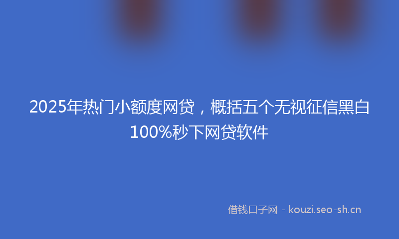 2025年热门小额度网贷，概括五个无视征信黑白100%秒下网贷软件