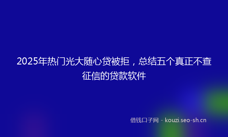 2025年热门光大随心贷被拒，总结五个真正不查征信的贷款软件
