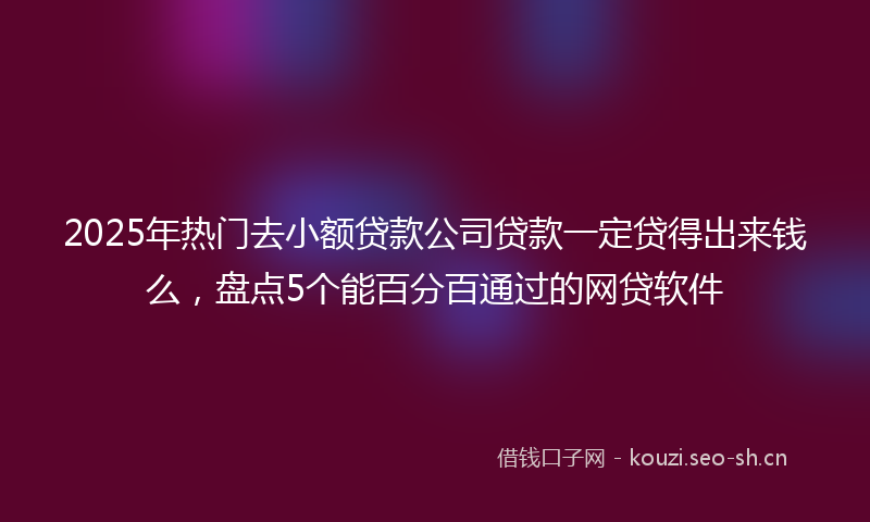 2025年热门去小额贷款公司贷款一定贷得出来钱么，盘点5个能百分百通过的网贷软件