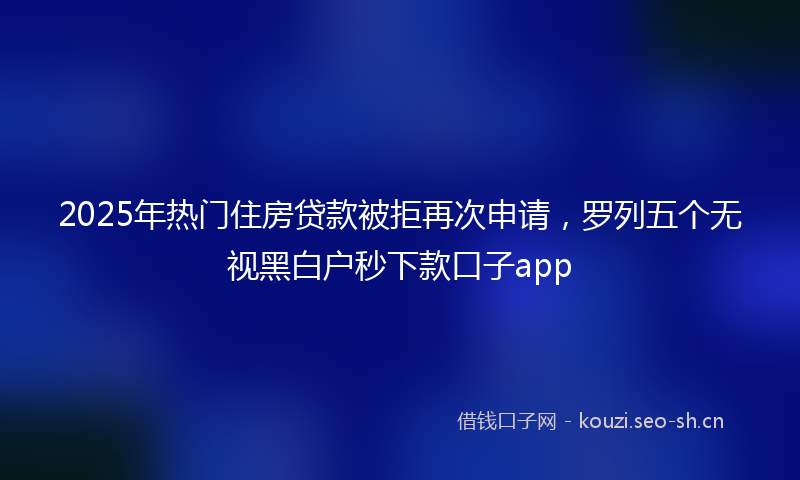 2025年热门住房贷款被拒再次申请，罗列五个无视黑白户秒下款口子app