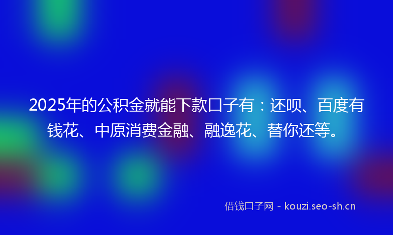 2025年的公积金就能下款口子有：还呗、百度有钱花、中原消费金融、融逸花、替你还等。