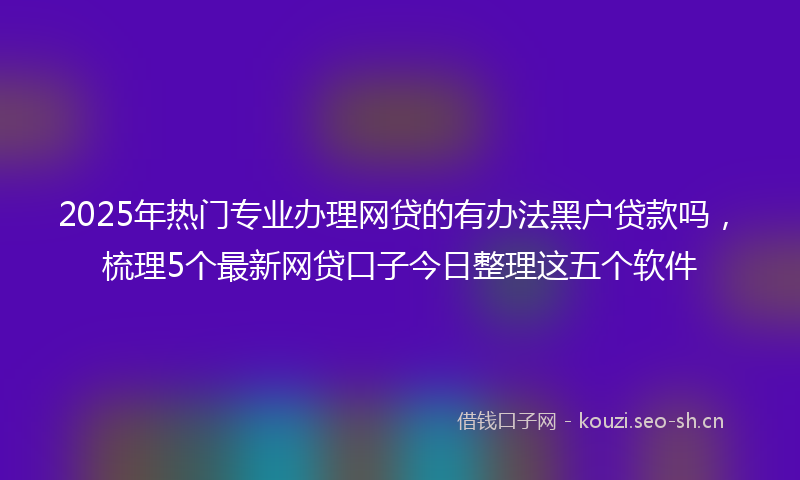 2025年热门专业办理网贷的有办法黑户贷款吗，梳理5个最新网贷口子今日整理这五个软件