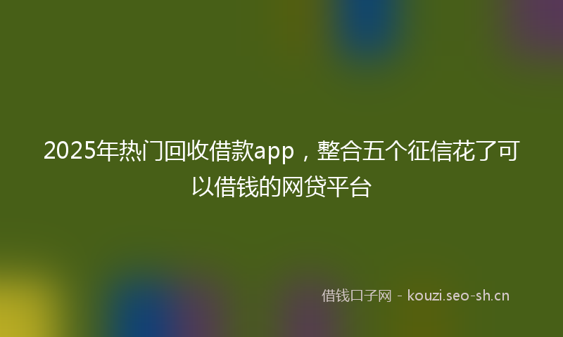 2025年热门回收借款app，整合五个征信花了可以借钱的网贷平台