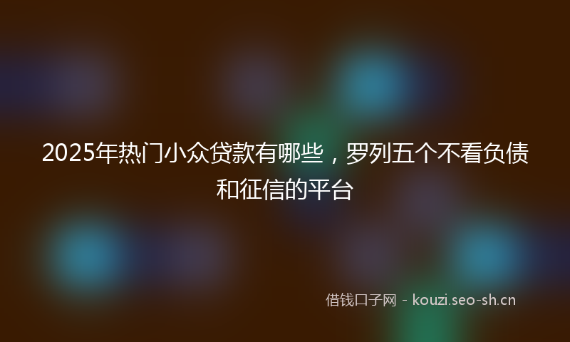 2025年热门小众贷款有哪些，罗列五个不看负债和征信的平台