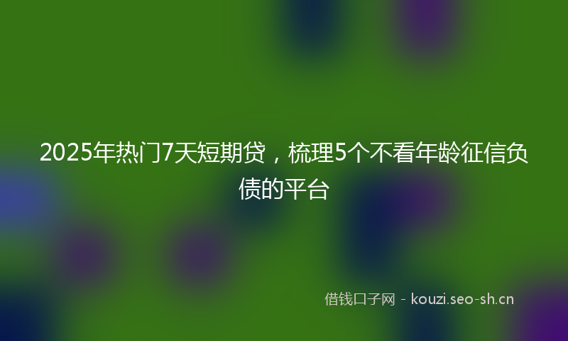 2025年热门7天短期贷，梳理5个不看年龄征信负债的平台