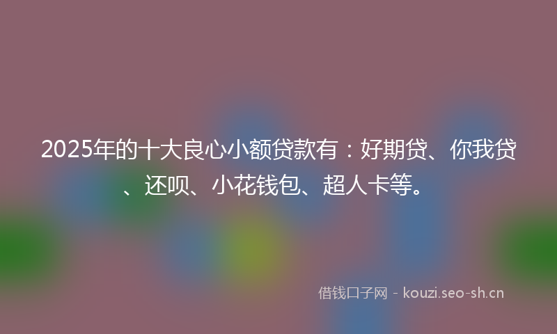 2025年的十大良心小额贷款有:好期贷、你我贷、还呗、小花钱包、超人卡等。