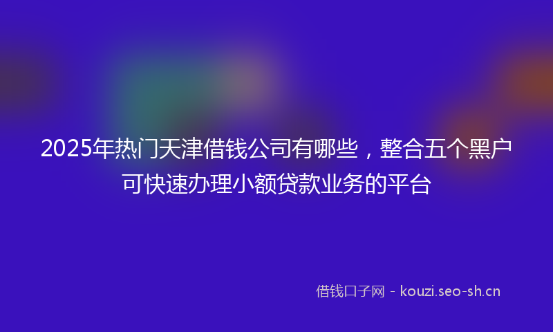 2025年热门天津借钱公司有哪些,整合五个黑户可快速办理小额贷款业务的平台