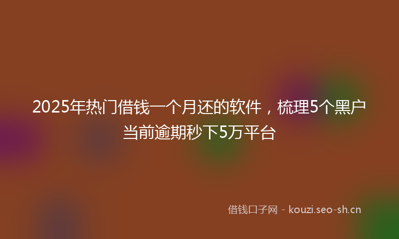 2025年热门借钱一个月还的软件，梳理5个黑户当前逾期秒下5万平台