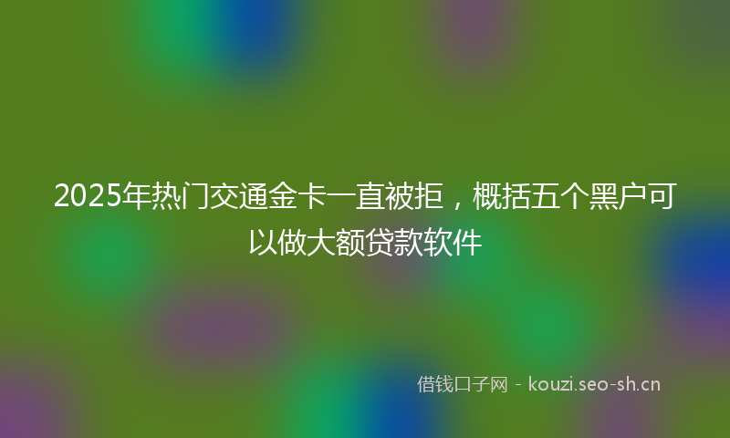 2025年热门交通金卡一直被拒，概括五个黑户可以做大额贷款软件