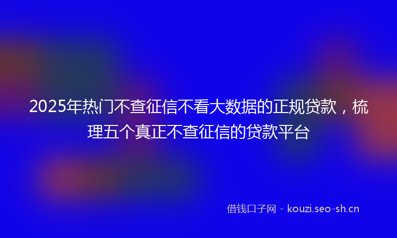 2025年热门不查征信不看大数据的正规贷款，梳理五个真正不查征信的贷款平台