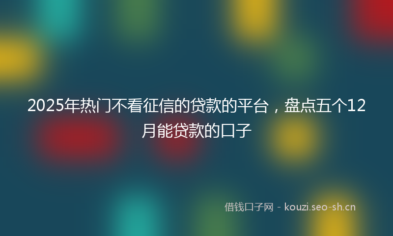 2025年热门不看征信的贷款的平台，盘点五个12月能贷款的口子