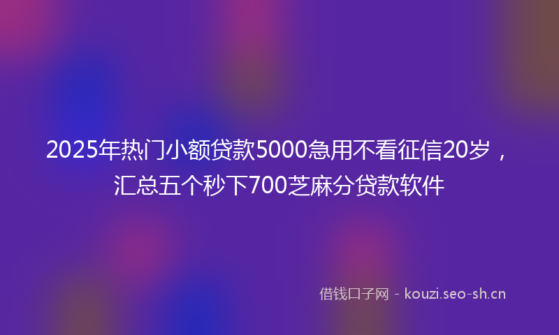 2025年热门小额贷款5000急用不看征信20岁，汇总五个秒下700芝麻分贷款软件