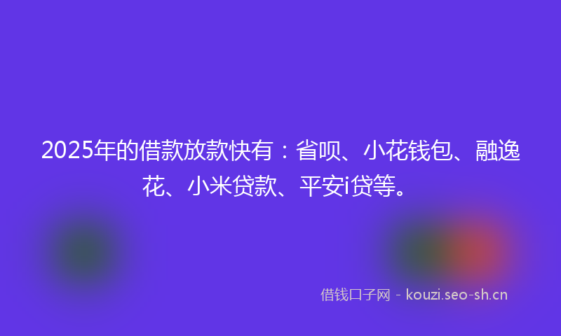 2025年的借款放款快有：省呗、小花钱包、融逸花、小米贷款、平安i贷等。