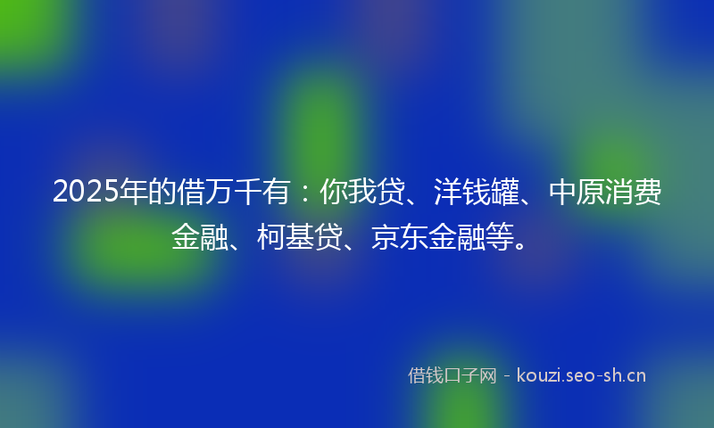 2025年的借万千有：你我贷、洋钱罐、中原消费金融、柯基贷、京东金融等。