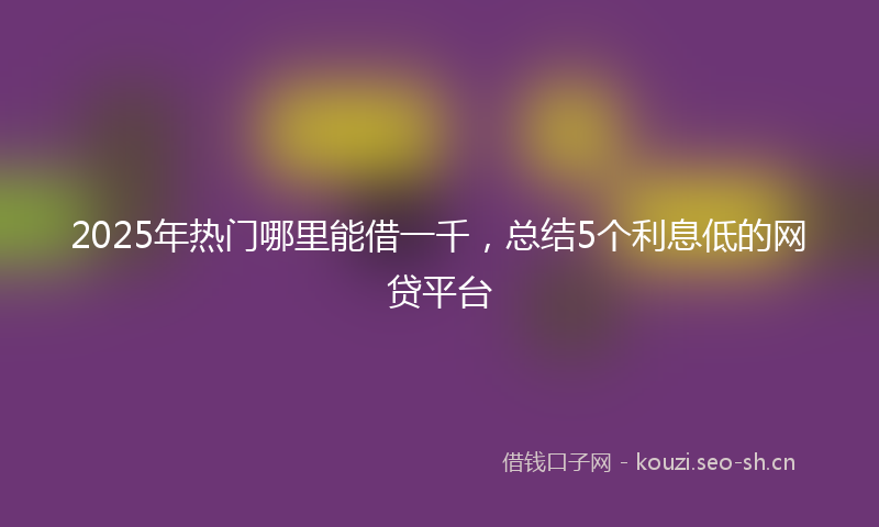 2025年热门哪里能借一千，总结5个利息低的网贷平台