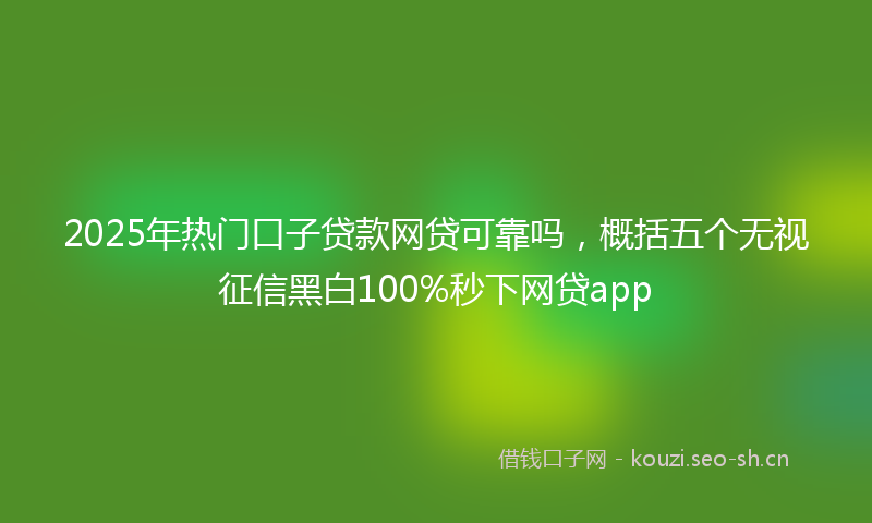 2025年热门口子贷款网贷可靠吗，概括五个无视征信黑白100%秒下网贷app