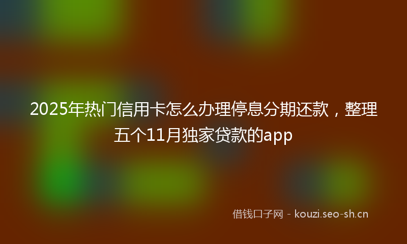 2025年热门信用卡怎么办理停息分期还款，整理五个11月独家贷款的app