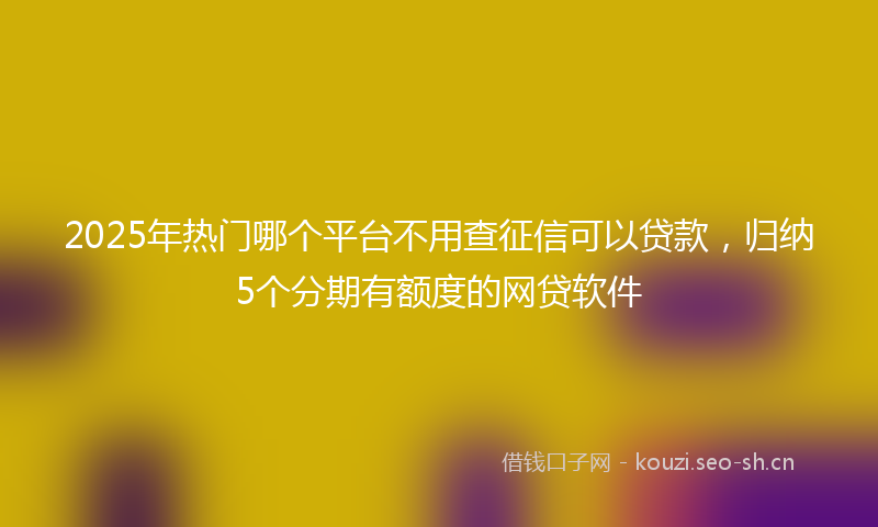 2025年热门哪个平台不用查征信可以贷款，归纳5个分期有额度的网贷软件