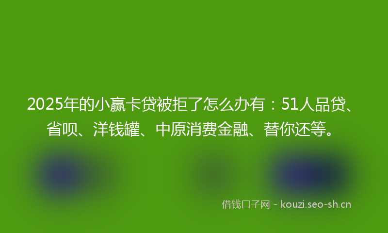 2025年的小赢卡贷被拒了怎么办有：51人品贷、省呗、洋钱罐、中原消费金融、替你还等。
