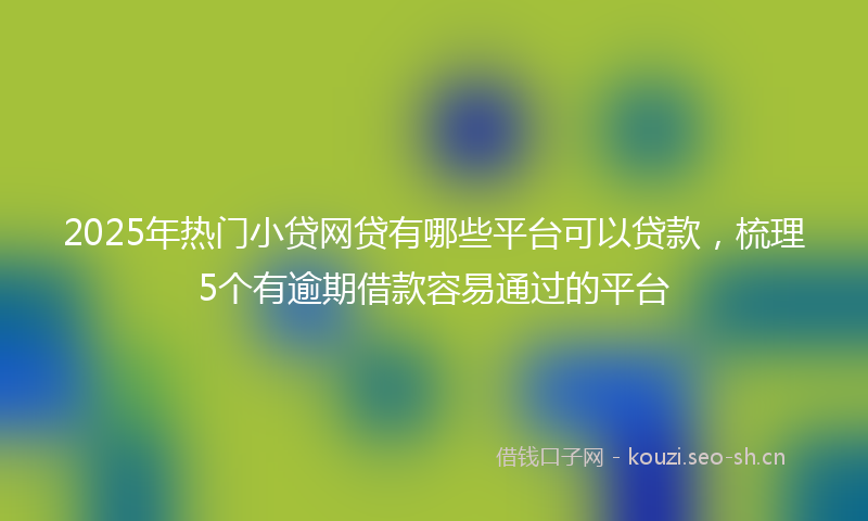 2025年热门小贷网贷有哪些平台可以贷款,梳理5个有逾期借款容易通过的平台