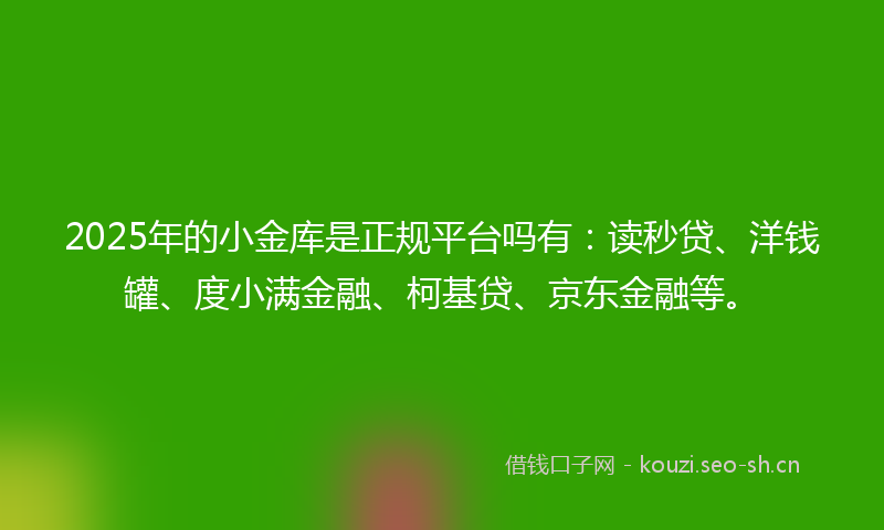 2025年的小金库是正规平台吗有：读秒贷、洋钱罐、度小满金融、柯基贷、京东金融等。