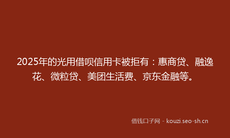 2025年的光用借呗信用卡被拒有：惠商贷、融逸花、微粒贷、美团生活费、京东金融等。