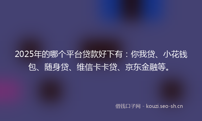 2025年的哪个平台贷款好下有：你我贷、小花钱包、随身贷、维信卡卡贷、京东金融等。