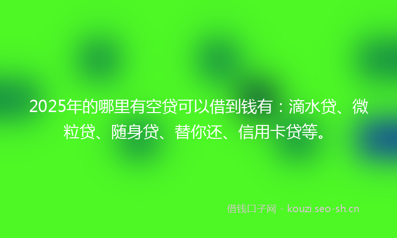 2025年的哪里有空贷可以借到钱有：滴水贷、微粒贷、随身贷、替你还、信用卡贷等。