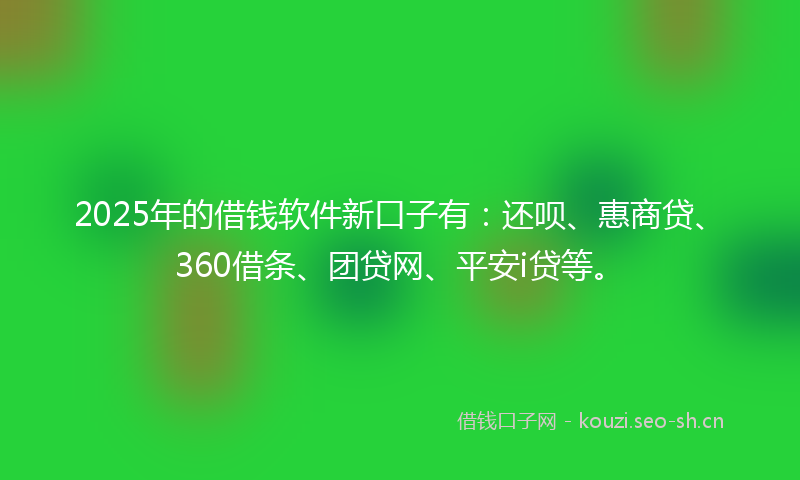 2025年的借钱软件新口子有：还呗、惠商贷、360借条、团贷网、平安i贷等。