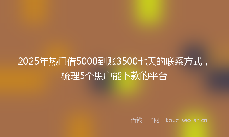 2025年热门借5000到账3500七天的联系方式，梳理5个黑户能下款的平台