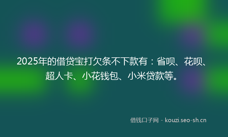 2025年的借贷宝打欠条不下款有：省呗、花呗、超人卡、小花钱包、小米贷款等。