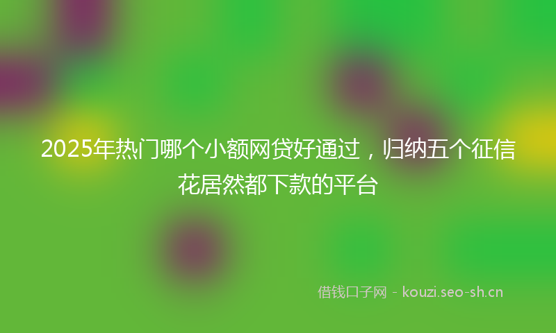 2025年热门哪个小额网贷好通过,归纳五个征信花居然都下款的平台
