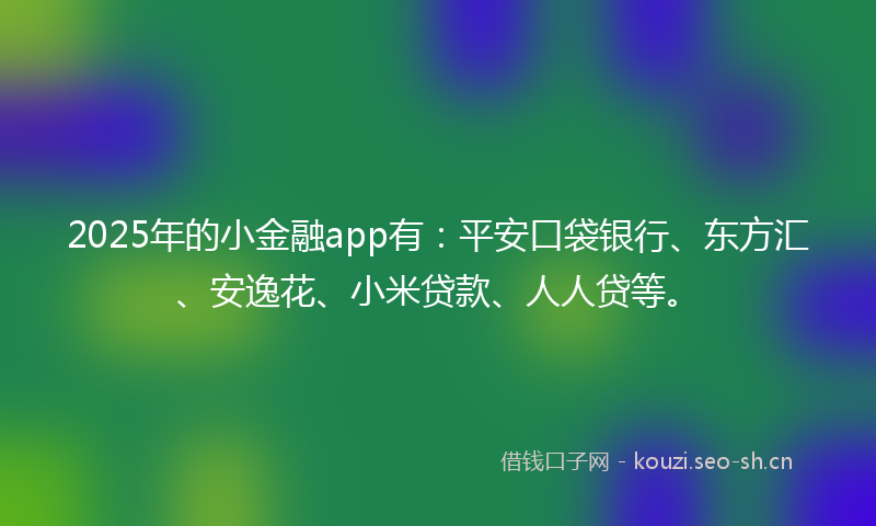 2025年的小金融app有：平安口袋银行、东方汇、安逸花、小米贷款、人人贷等。