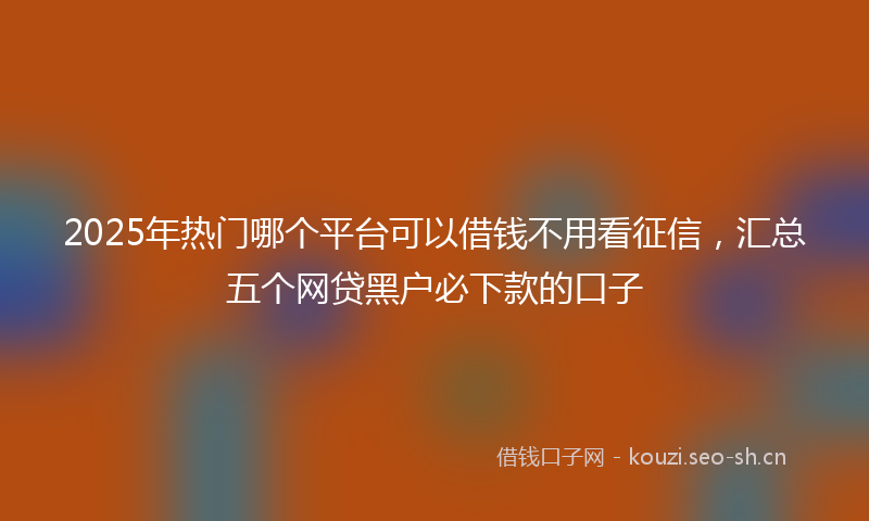 2025年热门哪个平台可以借钱不用看征信,汇总五个网贷黑户必下款的口子