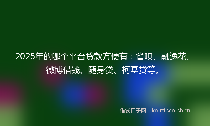 2025年的哪个平台贷款方便有：省呗、融逸花、微博借钱、随身贷、柯基贷等。