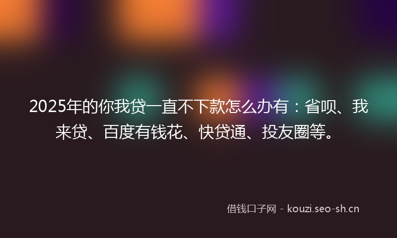 2025年的你我贷一直不下款怎么办有：省呗、我来贷、百度有钱花、快贷通、投友圈等。