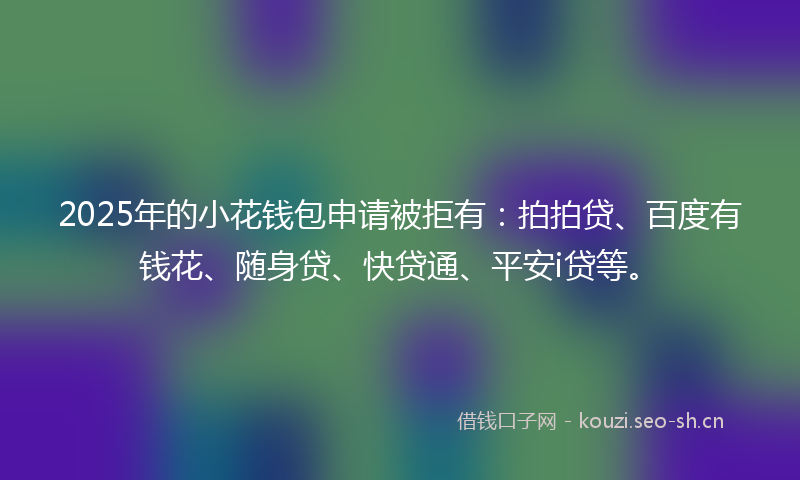 2025年的小花钱包申请被拒有：拍拍贷、百度有钱花、随身贷、快贷通、平安i贷等。
