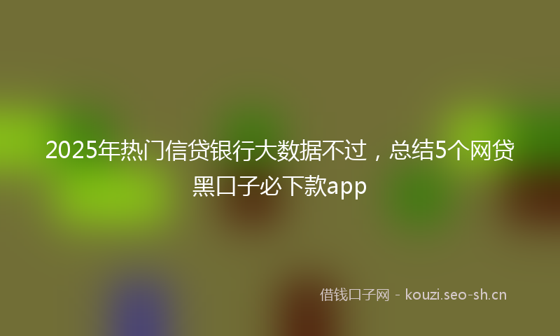 2025年热门信贷银行大数据不过，总结5个网贷黑口子必下款app