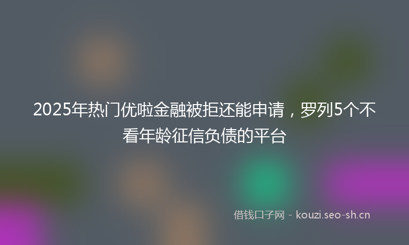 2025年热门优啦金融被拒还能申请，罗列5个不看年龄征信负债的平台