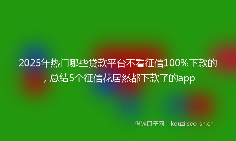 2025年热门哪些贷款平台不看征信100%下款的，总结5个征信花居然都下款了的app