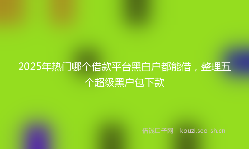 2025年热门哪个借款平台黑白户都能借,整理五个超级黑户包下款