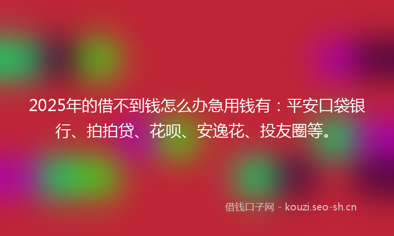 2025年的借不到钱怎么办急用钱有：平安口袋银行、拍拍贷、花呗、安逸花、投友圈等。